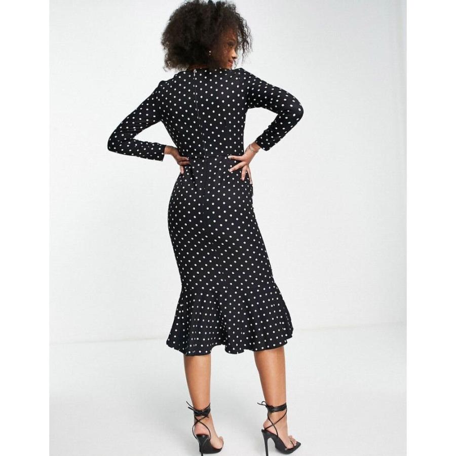 最適な価格 Dress Midi Print Polka Wrap Ruffle ワンピース ドレス ミドル丈 ラップドレス ワンピース レディース Mistress Little ミストレス リトル In ブラック Black ワンピース サイズ Uk8 Captains Agency