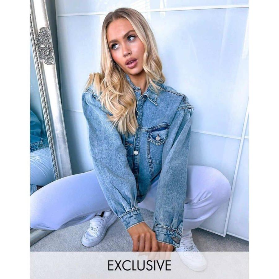 21年秋冬新作 Jacket Denim アウター ウォッシュ加工 デニムジャケット ジャケット レディース Missguided ミスガイデッド アウター レディース ジャケット ミスガイデッド Missguided With ブルー Blue Washed In Sleeve Balloon コート アウター Www