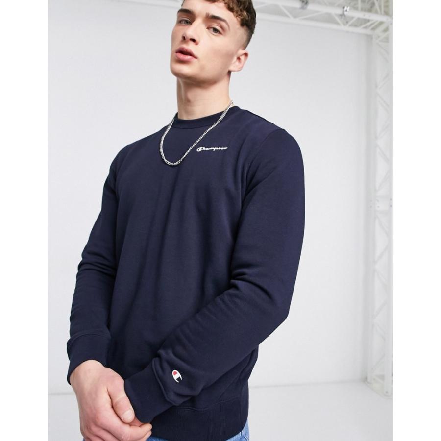 期間限定送料無料 Champion チャンピオン ネイビー Navy In Sweatshirt Logo Script Small トップス スウェット トレーナー メンズ Champion チャンピオン メンズ スウェット トレーナー トップス