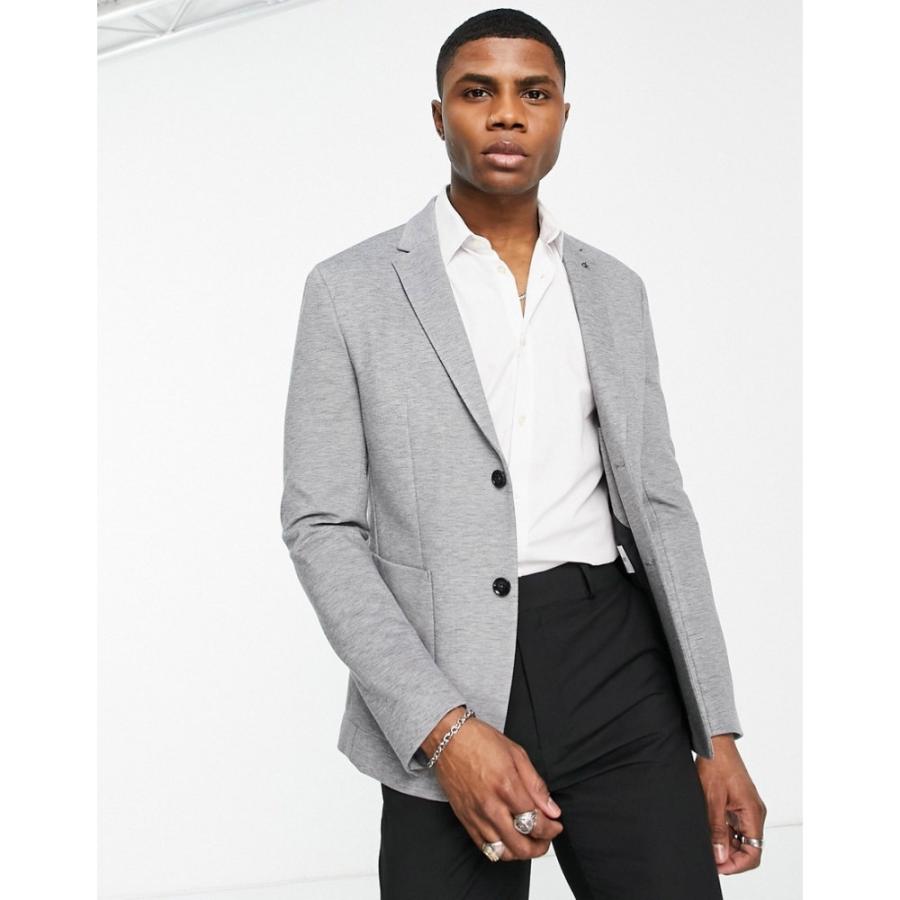お店で安い カルバンクライン Calvin Klein メンズ スーツ ジャケット アウター Jersey Stretch Slim Fit Blazer ヘザーグレー アウトレット安いクリアランス Vakhuis Net