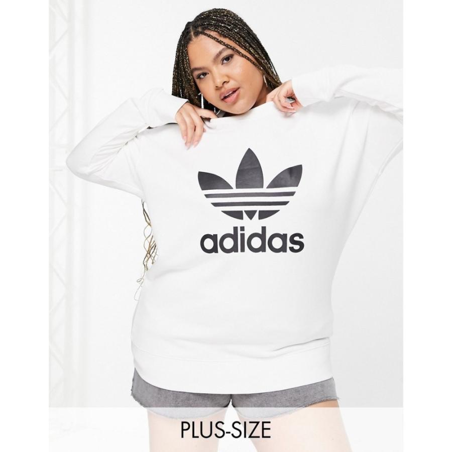 激安 ショップ アディダス Adidas Originals レディース スウェット トレーナー トップス Plus Adicolor Large Logo Sweatshirt In White ホワイト 直営 店 値段 Ebminmobiliariard Com