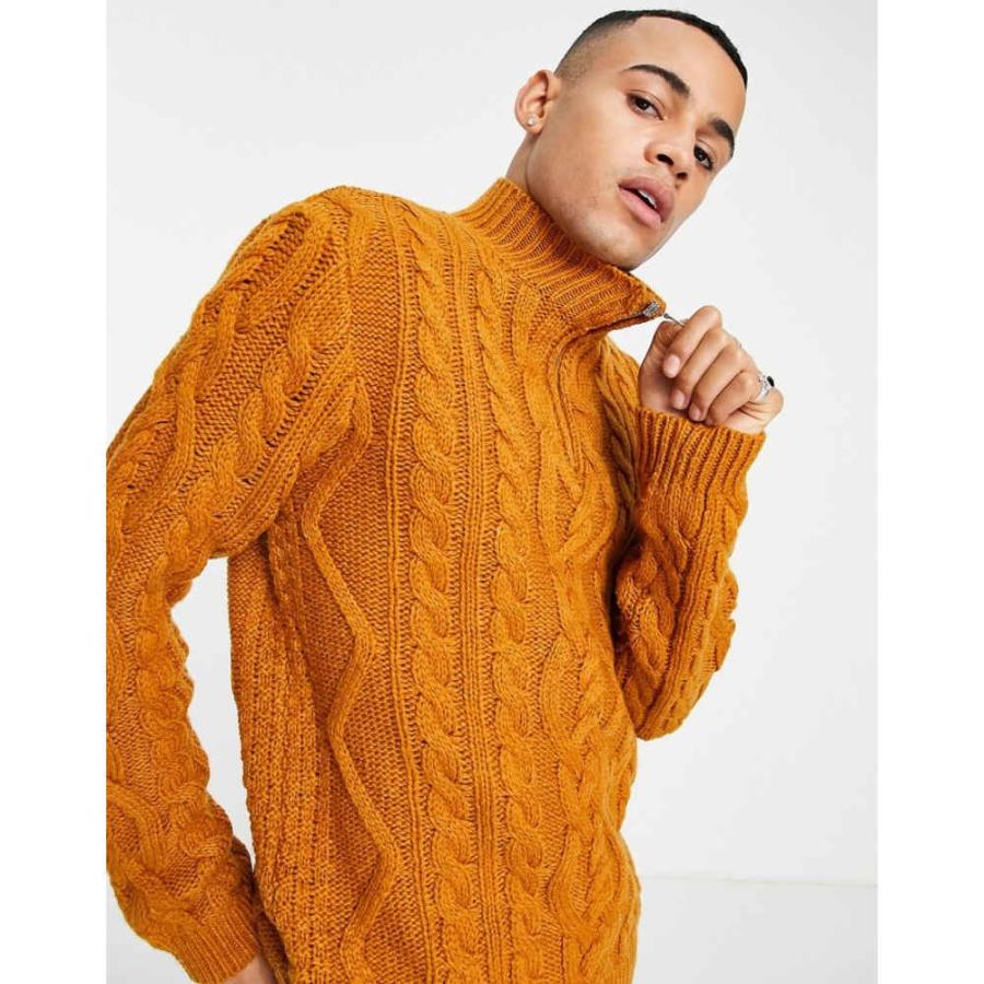 エイソス Asos Design メンズ ニット セーター ケーブルニット トップス Heavyweight Cable Knit Half Zip Jumper In Mustard マスタード Ap フェルマート Fermart 1号店 通販 Yahoo ショッピング