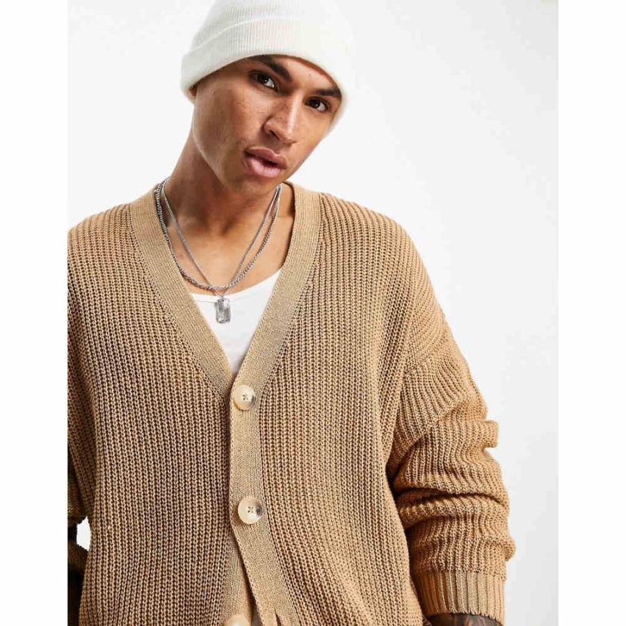 エイソス Asos Design メンズ カーディガン トップス Knitted Oversized Fisherman Rib Cardigan In Camel キャメル Ap 196 フェルマート Fermart 1号店 通販 Yahoo ショッピング