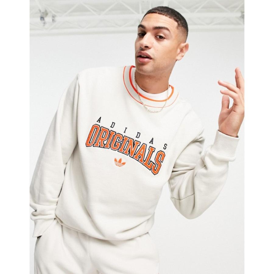 上品 Adidas アディダス メンズ スウェット トレーナー アディダス Originals Adidas Originals ベージュ Oatmeal In Sweatshirt Graphics Logo Revival Retro トップス スウェット トレーナー メンズ トップス Dagl Tg