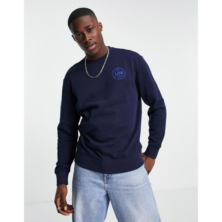 21年製 新品 Circle トップス スウェット トレーナー メンズ Lee リー トップス メンズ スウェット トレーナー リー Lee Crew ネイビー Sweat Neck トップス