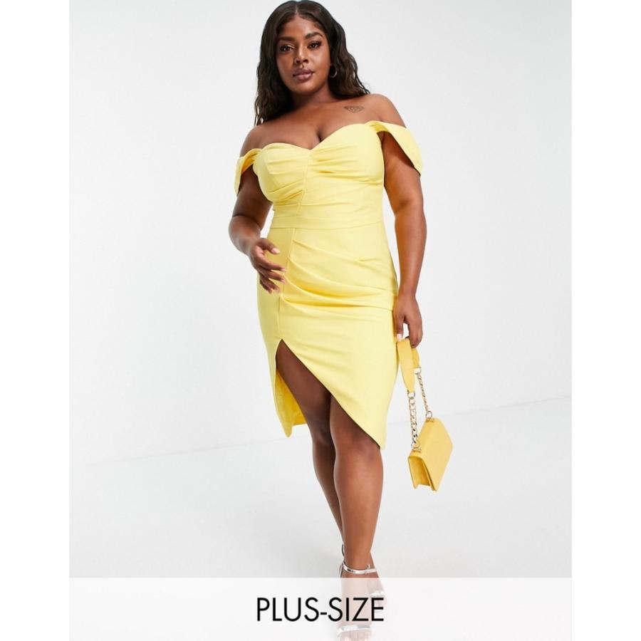 上品 Alice Lavish ラヴィッシュアリス Plus レモン Lemon In Dress Midi Bardot Pleated ワンピース ドレス ミドル丈 ワンピース レディース ワンピース サイズ Uk26 Psicanalise Sp Com Br