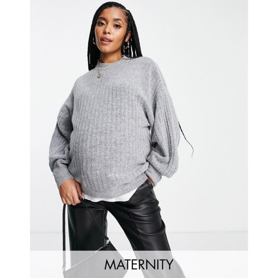 最も信頼できる Bliss Urban マタニティー ブリス アーバン Maternity グレー Grey In Jumper Knitted Ribbed Sleeve Balloon トップス ニット セーター レディース 長袖 サイズ Uk10 Www Collectiviteslocales Fr