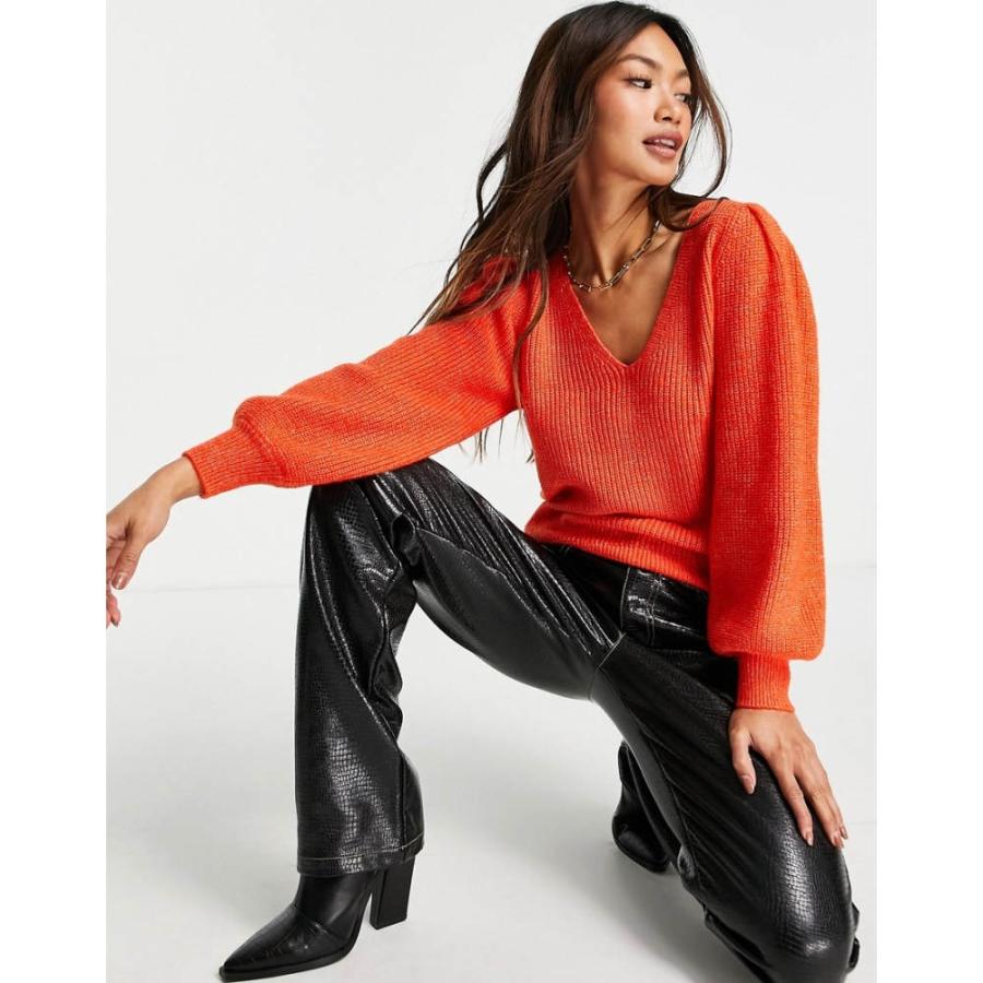 ワイ エー エス Y A S レディース ニット セーター Vネック トップス Veneda Volume Sleeve V Neck Jumper In Orange タンジェリンタンゴ Ap フェルマート Fermart 1号店 通販 Yahoo ショッピング