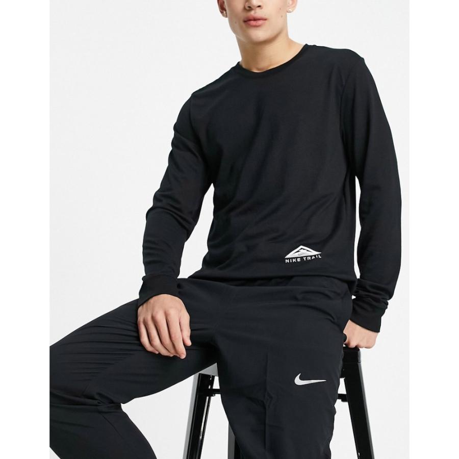 品質保証 ナイキ Nike Running メンズ ランニング・ウォーキング 長袖Tシャツ トップス Nike Trail Running long sleeve t-shirt in black ブラック シャツ
