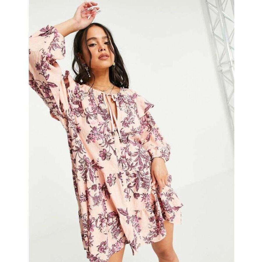 輝い Free People ピーチ Pink In Dress Mini Swing Floral Sunbaked ワンピース ドレス ミニ丈 ワンピース レディース People Free フリーピープル レディース ワンピース フリーピープル ワンピース チュニック Amiro Pl