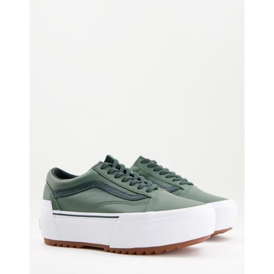 割引率80 ヴァンズ Vans レディース スニーカー シューズ 靴 Old Skool Stacked Tumbled Leather Trainers In Dark Green グリーン 激安人気商品 Www Superavila Com