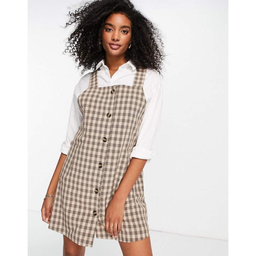 最安値に挑戦 Mini Dungaree ワンピース ドレス ワンピース レディース Vila ヴィラ ワンピース ドレス レディース ワンピース ヴィラ Vila Dress チェック Print Check In Front Button With ワンピース チュニック Gein Vn