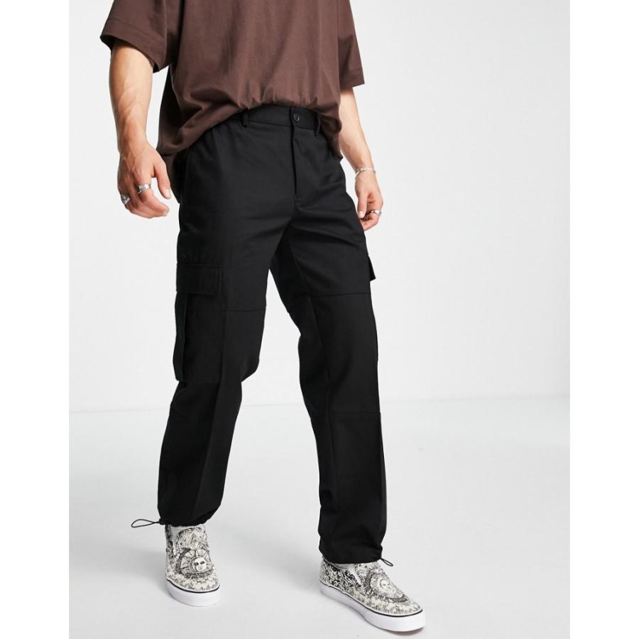 Topman トップマン カーゴパンツ メンズ ボトムス・パンツ トップマン Topman メンズ カーゴパンツ ボトムス・パンツ wide leg cargo trousers in black ブラック