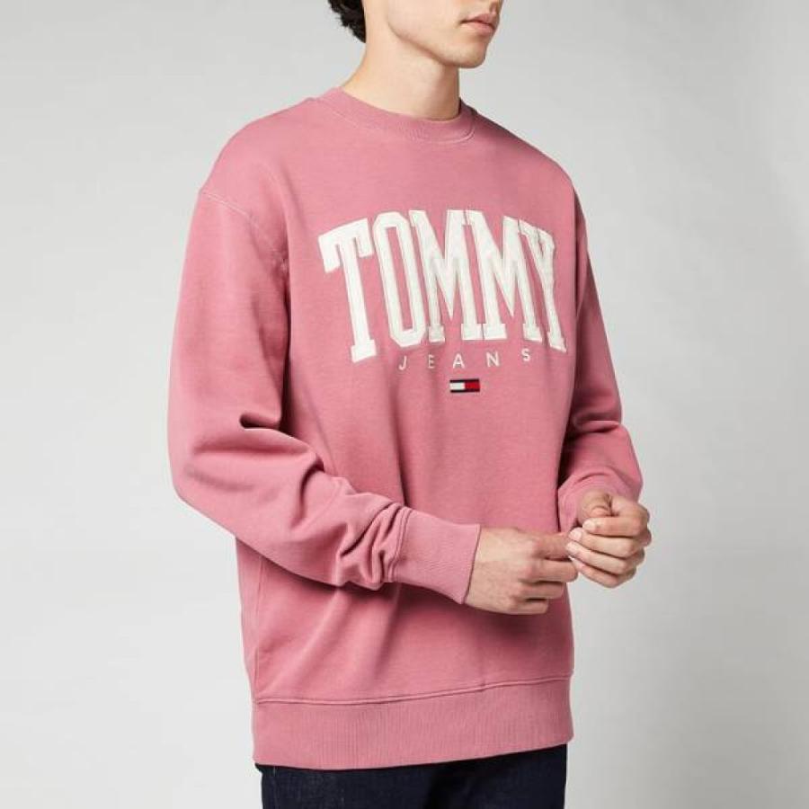 仕入元直送品 トミー ジーンズ Tommy Jeans メンズ スウェット トレーナー トップス Collegiate Crewneck Sweatshirt Moss Rose Pink お得セール Www Superavila Com