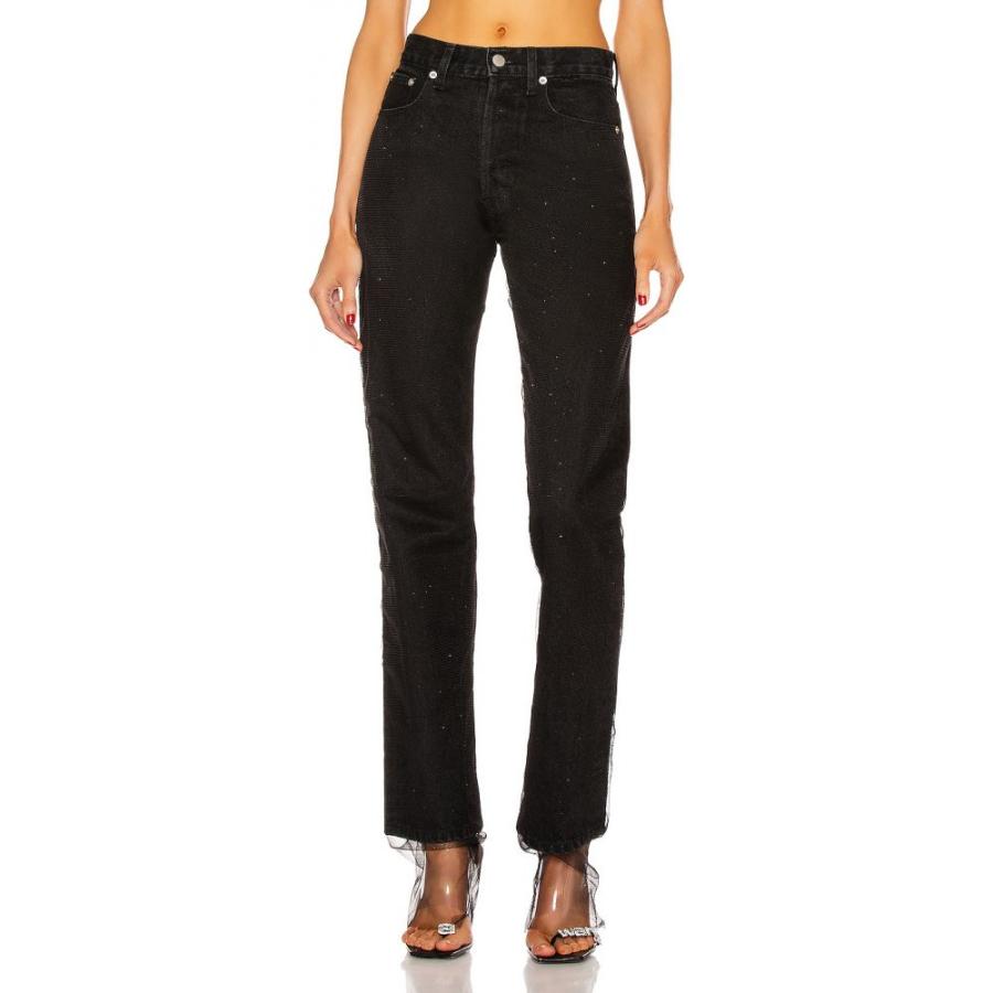 フランキービー Frankie B レディース ジーンズ デニム ボトムス パンツ Bull Ring Mesh Overlay Mid Rise Straight Leg Black Black Sparkle Thecharlienoble Com