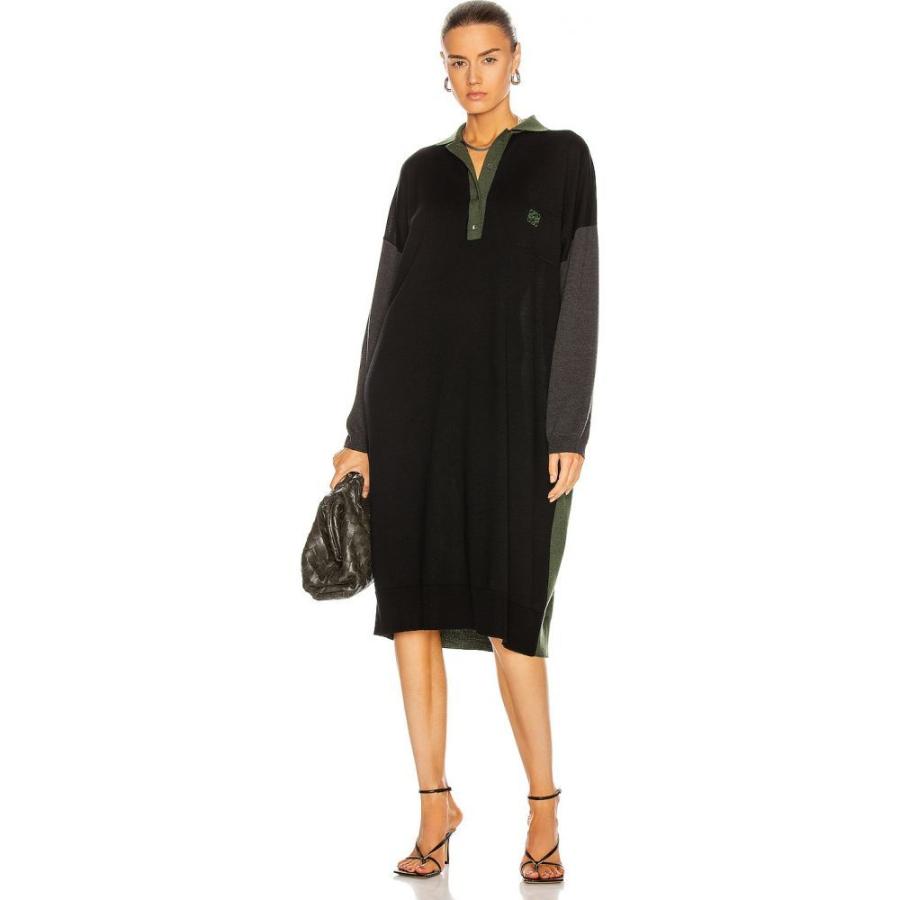 ブランドおしゃれ ロエベ Loewe レディース ワンピース ポロ ワンピース ドレス Oversize Polo Neck Dress Black Khaki Green 21年春夏再入荷 Kpiss Fm