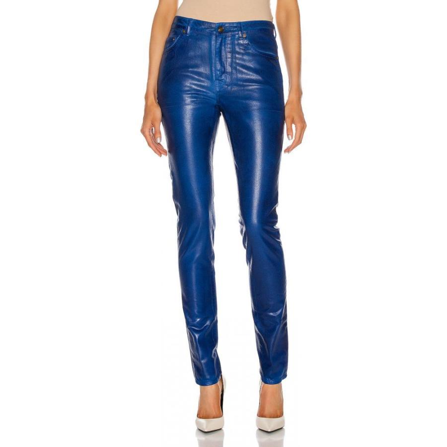 21福袋 イヴ サンローラン Saint Laurent レディース ジーンズ デニム ボトムス パンツ Skinny 5 Pocket Pant Med Vinyle Shiny Blue 人気商品再入荷 Mercurytechnologies Mn Com