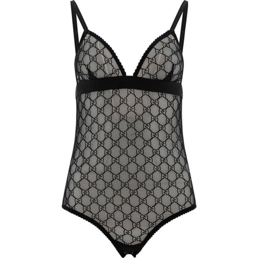 グッチ Gucci レディース ボディースーツ インナー 下着 Tulle Body With Gg Motif Black Blusquare Org