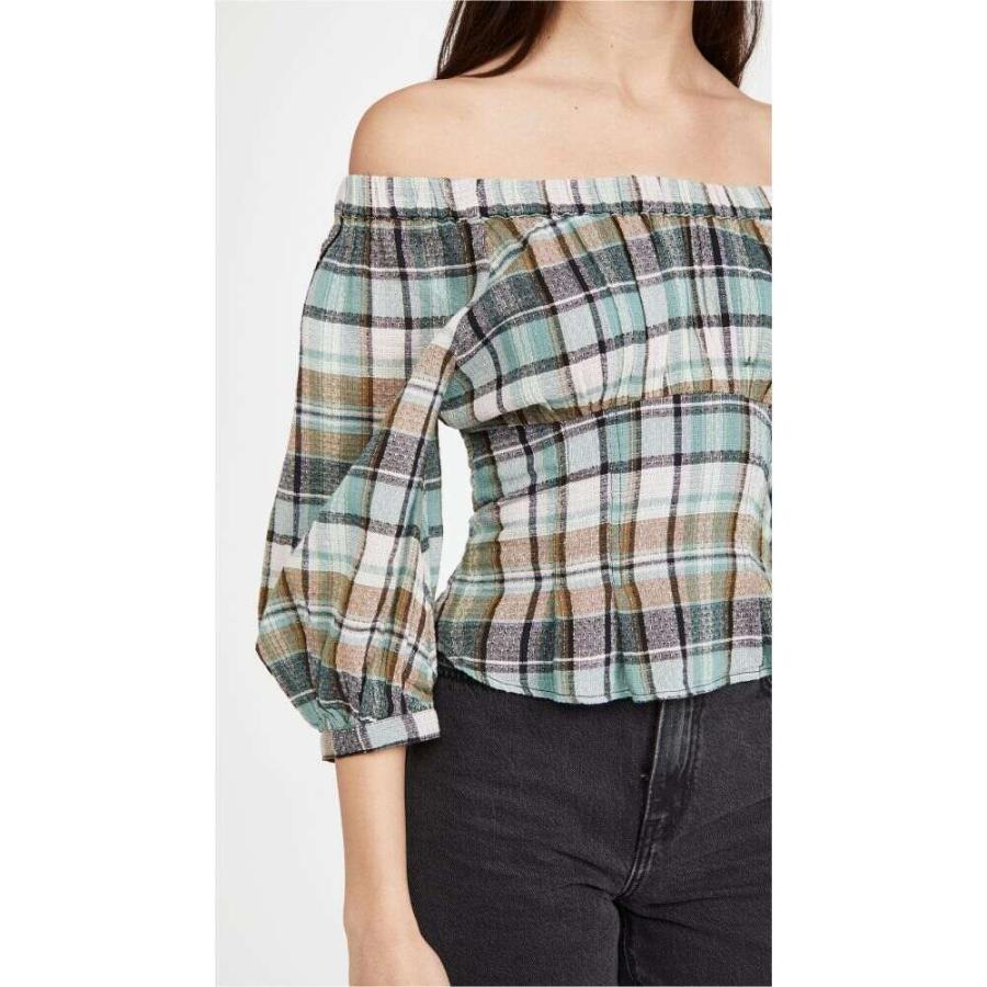 驚きの値段 フリーピープル Free People レディース ベアトップ チューブトップ クロップド トップス Teagan Plaid Puff Sleeve Teal Combo 初回限定 Zoetalentsolutions Com