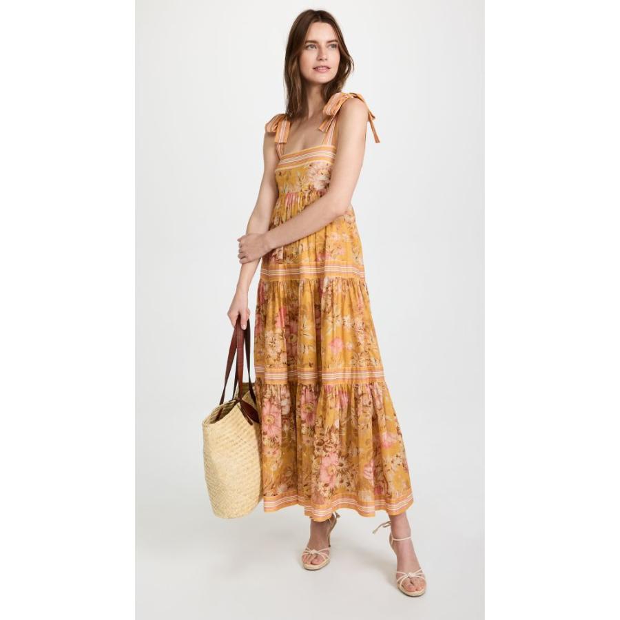 公式ショップ レディース Zimmermann ジマーマン ワンピース Floral Mustard Dress Shoulder Tie Pattie ワンピース ドレス ワンピース サイズ 0p