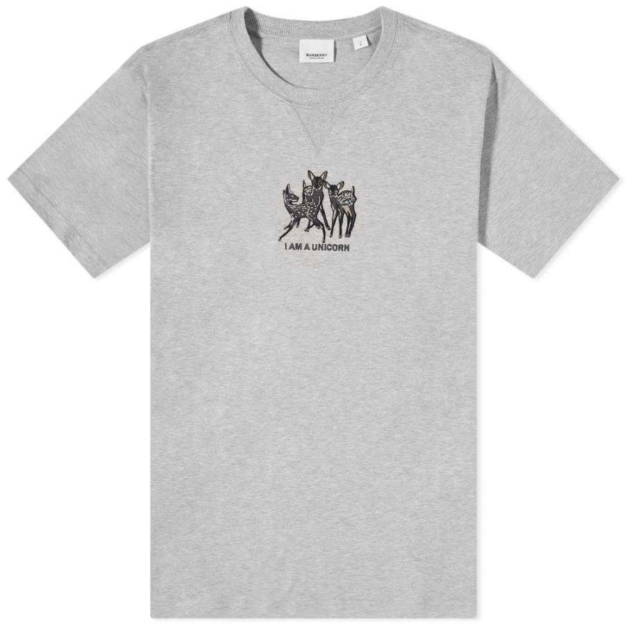 新素材新作 メンズ Burberry バーバリー トップス メンズ Tシャツ バーバリー Burberry Tシャツ Melange Grey Pale Tee Unicorn Brycen トップス Tシャツ カットソー Smssvg Org