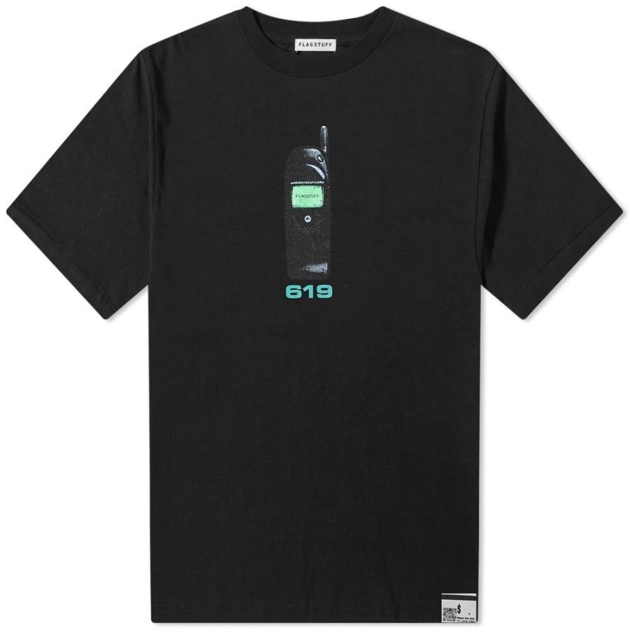 激安 Tシャツ メンズ Flagstuff フラグスタフ トップス メンズ Tシャツ フラグスタフ Flagstuff トップス Black Tee Phone 6 Tシャツ カットソー
