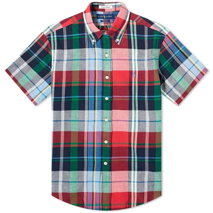 ラルフ ローレン Polo Ralph Lauren メンズ 半袖シャツ トップス Short Sleeve Button Down Madras Shirt Light Blue Purple Multi Pymr Go Th