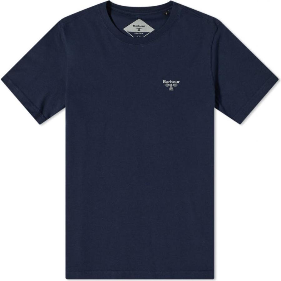 【美品】 Barbour バブアー メンズ Navy New tee logo small beacon トップス ロゴTシャツ Tシャツ 半袖