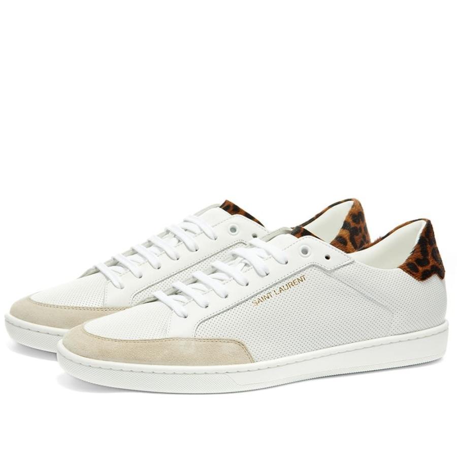 イヴ サンローラン Saint Laurent メンズ スニーカー シューズ 靴 Sl10 Court Perf Leather Sneaker White Leopard Blueroyal Luvly Co Nz Index Php