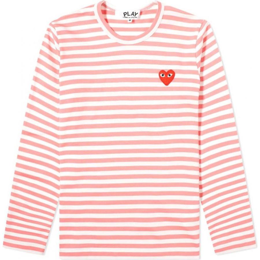 楽天1位 コム デ ギャルソン Comme Des Garcons Play レディース 長袖tシャツ トップス Long Sleeve Red Heart Stripe Tee Pink 公式の Habitat Jeunes Normandie Fr