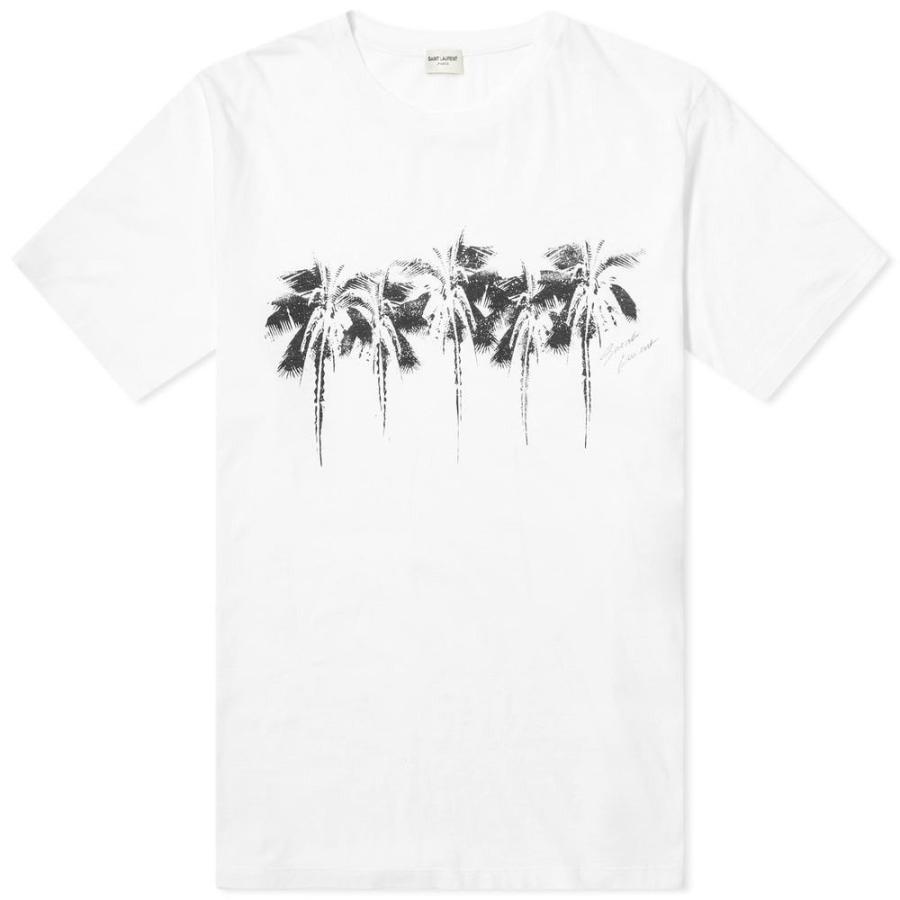 イヴ サンローラン Saint Laurent メンズ Tシャツ トップス Palm Tree Print Tee Natural Old Mukachevo Rada Gov Ua