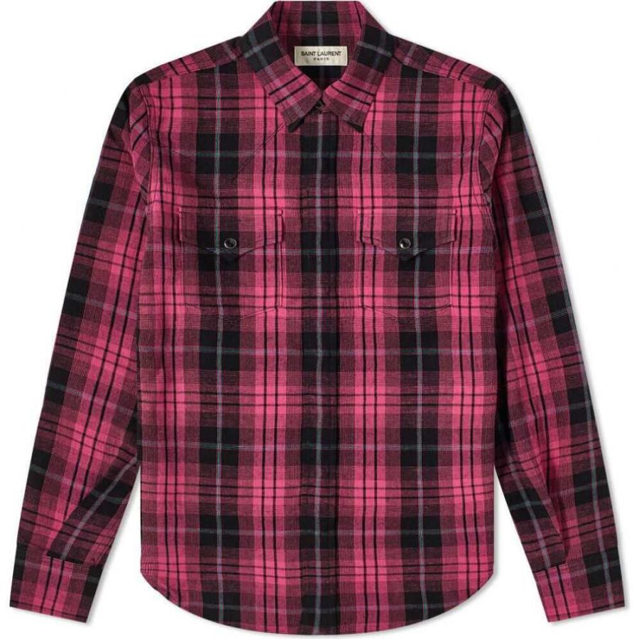 イヴ サンローラン Saint Laurent メンズ シャツ トップス Western Check Shirt Black Pink Sc Ff5554d1bd フェルマート Fermart 1号店 通販 Yahoo ショッピング