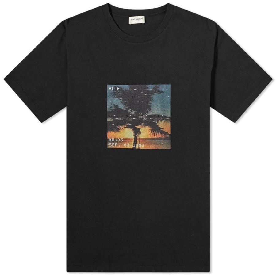 サンローラン Saint 半袖 Laurent Photo メンズ Tシャツ トップス Palm サンローラン Photo Tee Sc Ffe0 Black フェルマート Print 1号店 Fermart