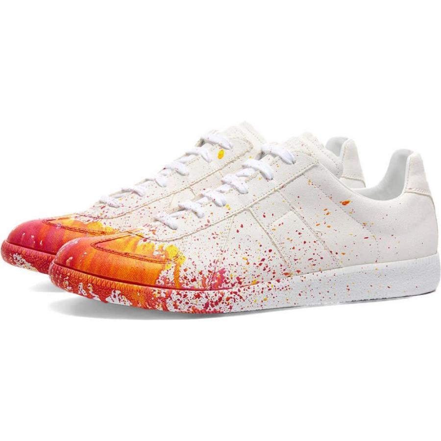 正規激安 スニーカー メンズ Margiela Maison マルジェラ メゾン メンズ スニーカー マルジェラ メゾン Margiela Maison シューズ 靴 White Pink Yellow Sneaker Replica Canvas Painter シューズ