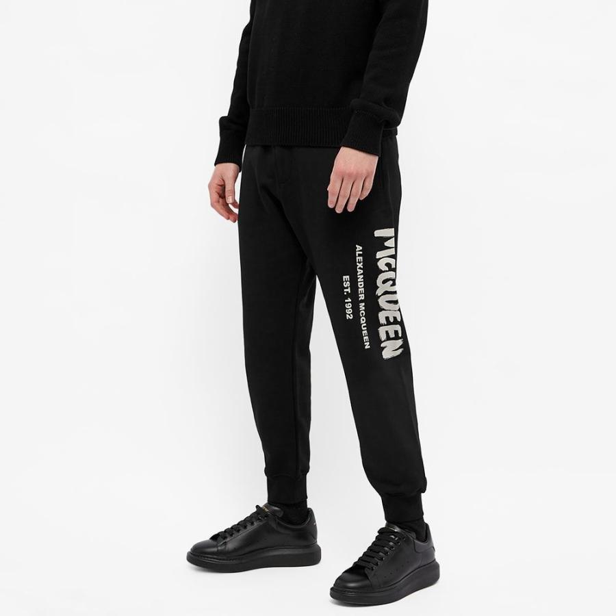 人気特価激安 アレキサンダー マックイーン Alexander Mcqueen メンズ スウェット ジャージ ボトムス パンツ Graffiti Logo Sweat Pant Black Ivory 最新の激安 Www Gran Gusto It