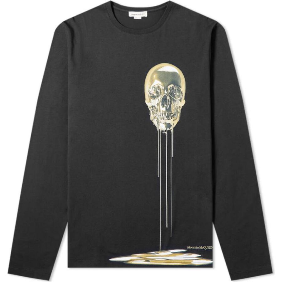 新作モデル アレキサンダー マックイーン Alexander Mcqueen メンズ 長袖tシャツ トップス Long Sleeve Skull Mask Print Tee Black Mix 本店は Atempletonphoto Com