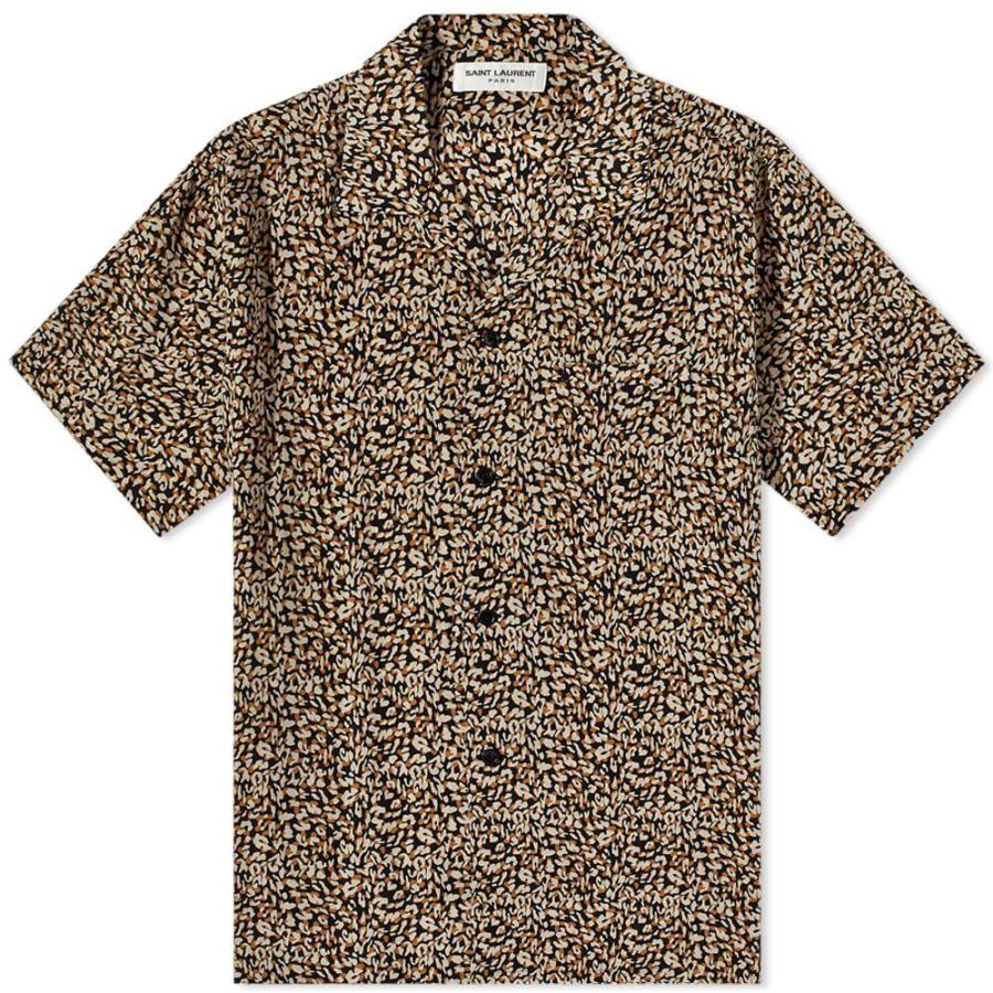 【2022最新作】 Laurent Saint サンローラン メンズ Multi Shirt Vacation Print Leopard トップス 半袖シャツ 半袖