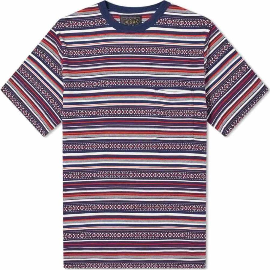 ビームス プラス Beams Plus メンズ Tシャツ ポケット トップス Jacquard Border Pocket Tee Navy Seattlesulamita Com