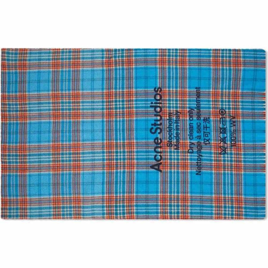激安通販の メンズ Studios Acne ストゥディオズ アクネ ストゥディオズ アクネ Studios Acne マフラー スカーフ ストール Blue Orange Scarf Tartan Cassiar 財布 帽子 ファッション小物