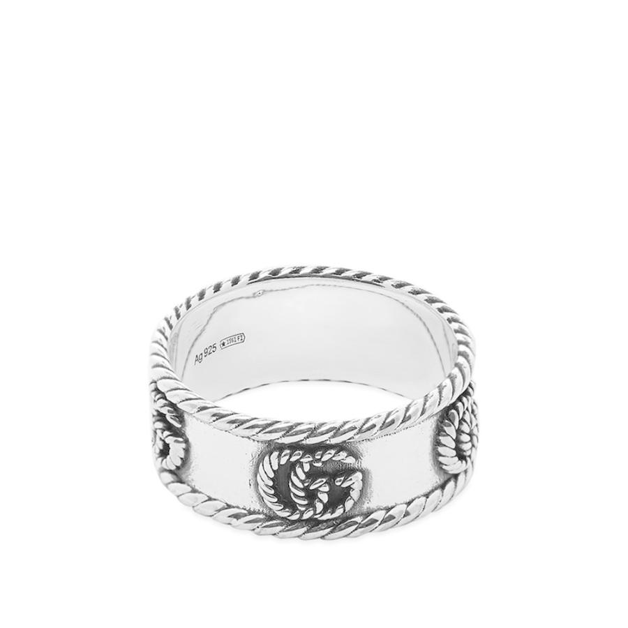 希少 黒入荷！ ring 9mm marmont gg gucci ジュエリー・アクセサリー 指輪・リング メンズ Jewellery Gucci グッチ Aged Silver Sterling 指輪