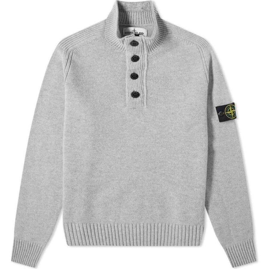 ランキング上位のプレゼント メンズ ニット セーター ストーンアイランド Island Stone ストーンアイランド Grey Light Knit Crew Neck Funnel Button トップス ニット セーター メンズ Island Stone トップス