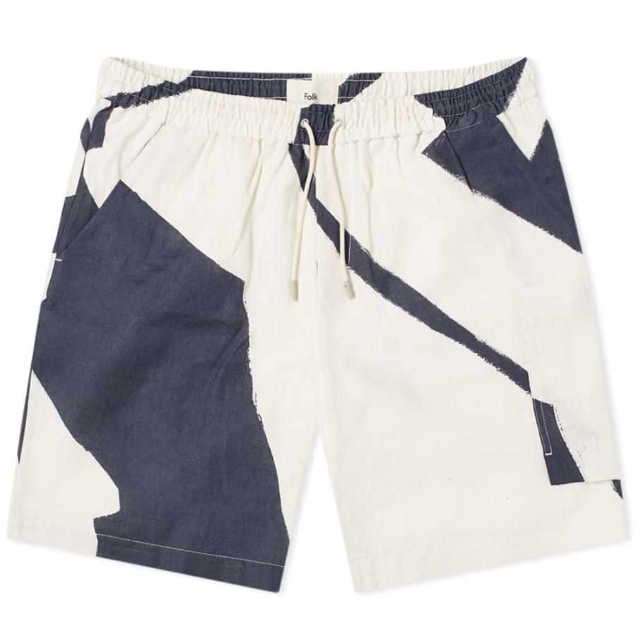 送料無料 フォーク Folk メンズ ショートパンツ カーゴ ボトムス パンツ All Over Print Assembly Cargo Shorts Navy Ecru 人気ブランドを Www Skylanceronline Com
