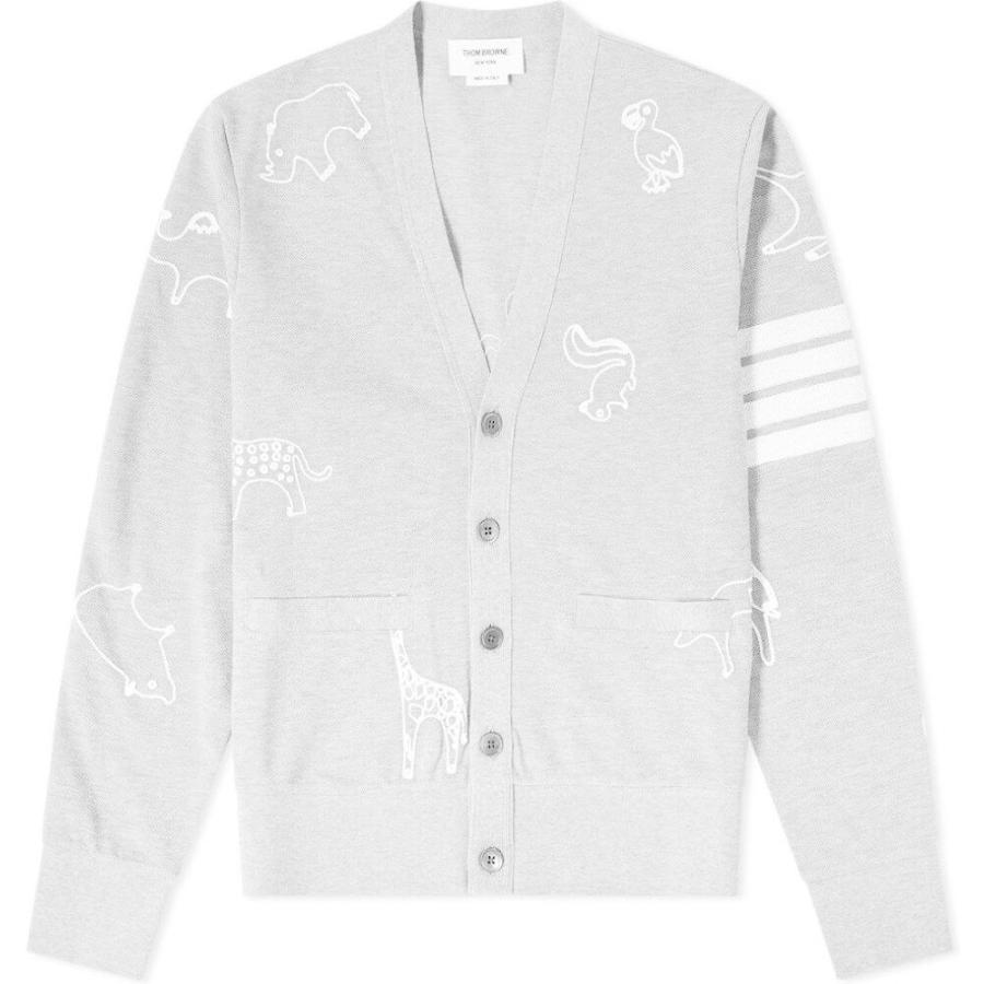 人気ブランドを トム ブラウン Thom Browne メンズ カーディガン トップス Chain Stitch Animal Cardigan Light Grey 楽天ランキング1位 Www Schoolmela Org