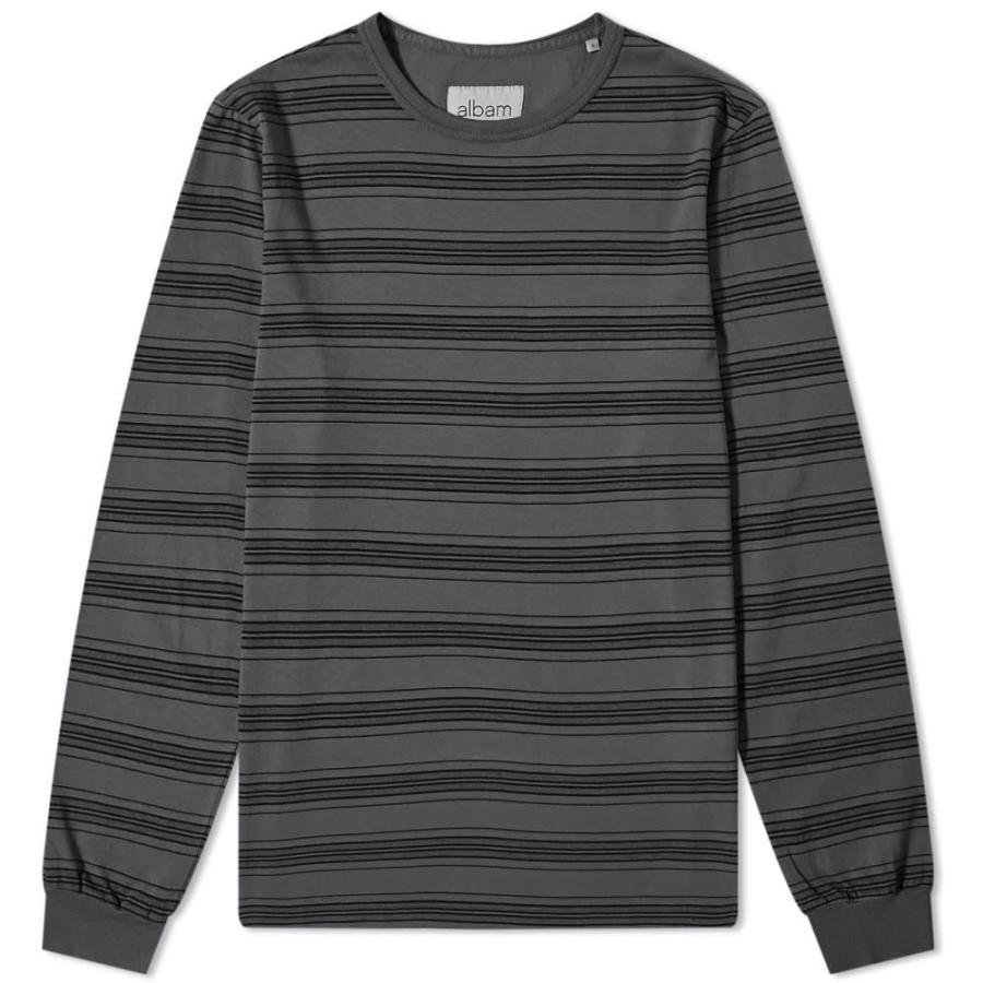 【正規品直輸入】 Albam アルバム メンズ Black Tee Stripe Overdyed Sleeve Long トップス 長袖Tシャツ 長袖