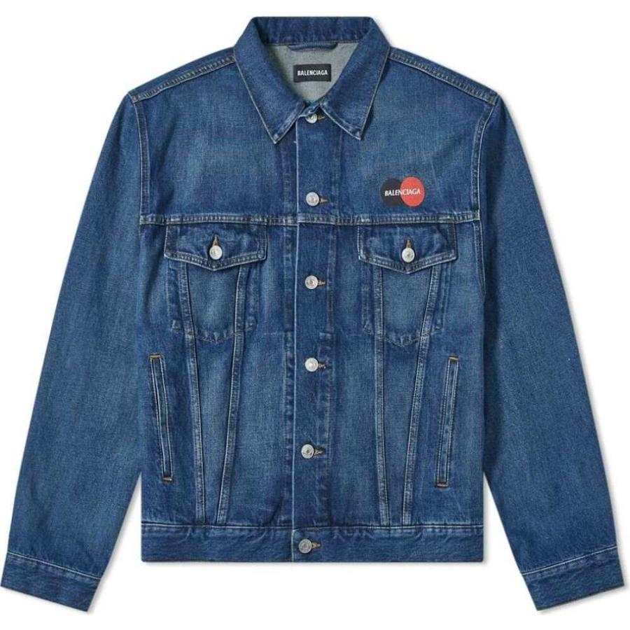 バレンシアガ Balenciaga メンズ ジャケット Gジャン アウター Embroidered Credit Card Logo Denim Jacket Daddy Wash Creativeweb Pt