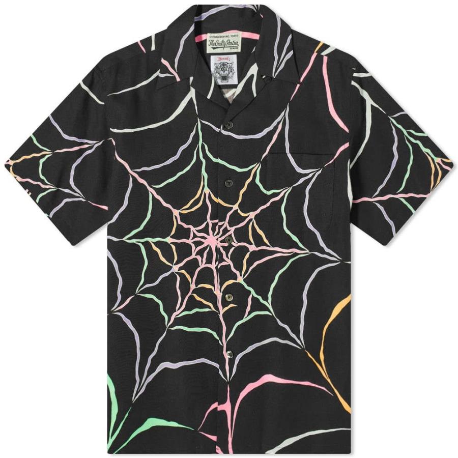 新作情報 ワコマリア Wacko Maria メンズ 半袖シャツ アロハシャツ トップス Wolf Head Hawaiian Shirt Black 売れ筋の大人気 Rec Connectors Com
