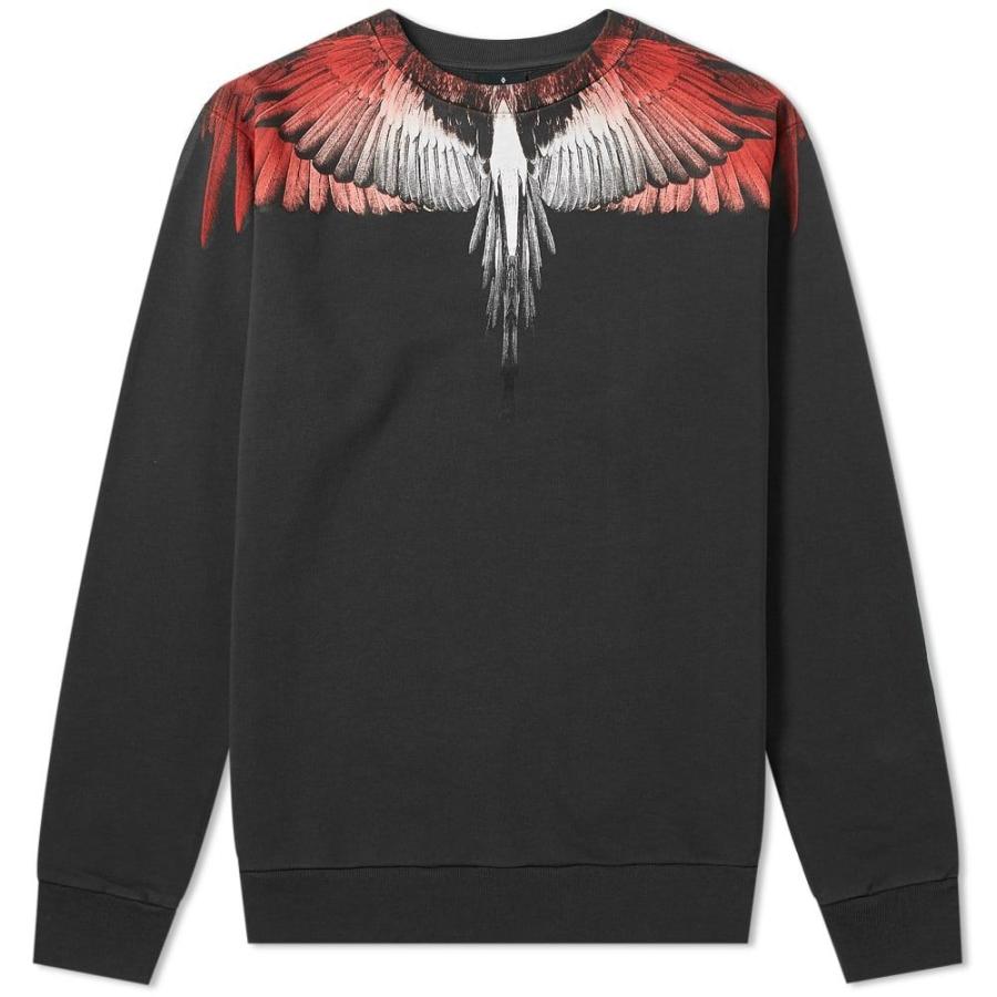 マルセロバーロン Marcelo Burlon メンズ スウェット トレーナー トップス Wings Sweat Black Red Mohmmadiyon Com