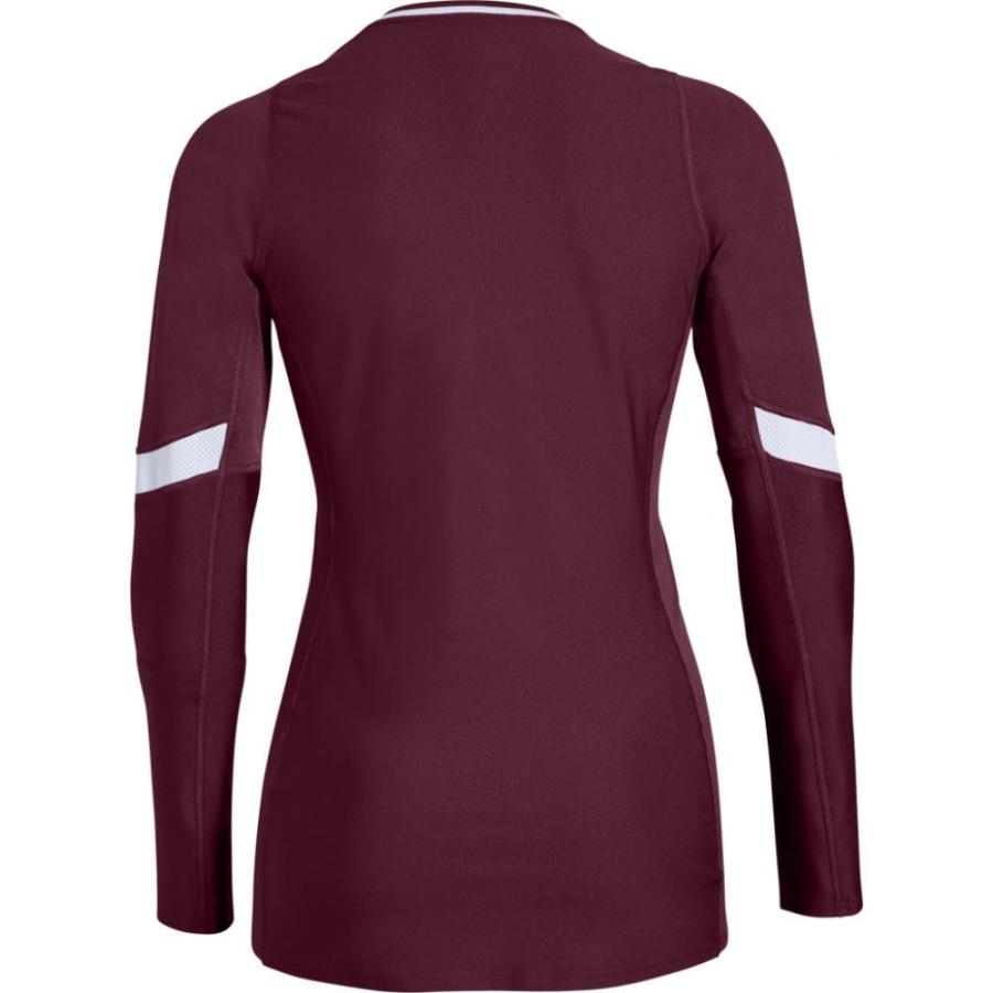 お気にいる アンダーアーマー Under Armour レディース バレーボール トップス Team Powerhouse L S Jersey Maroon White 独創的 Riccardotramma Com