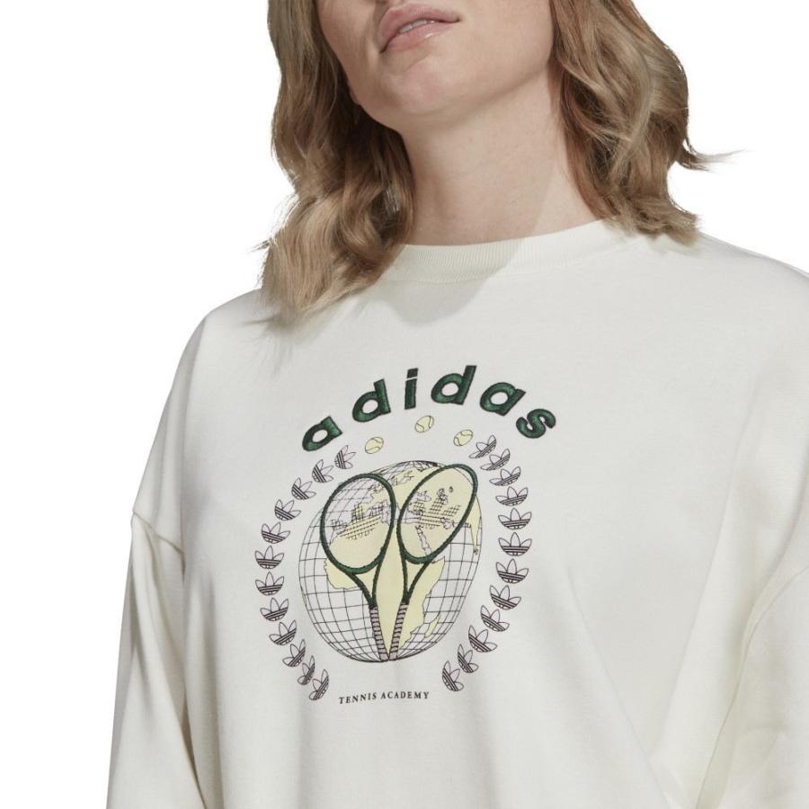 大きい割引 トップス テニス レディース Adidas アディダス テニス レディース トップス アディダス Adidas Tennis White White Crew Fleece Graphic ウエア Hilltopschooljamshedpur Org