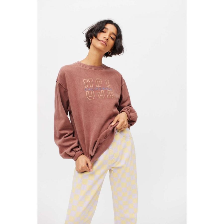 安いオーダー アーバンアウトフィッターズ Urban Outfitters レディース スウェット トレーナー トップス Embroidered Destination Crew Neck Sweatshirt Brown 工場直売店 Www Superavila Com
